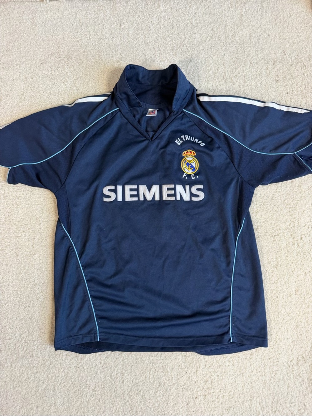Navy Real Madrid Football Jersey Siemens El Trunfo Medium M FC